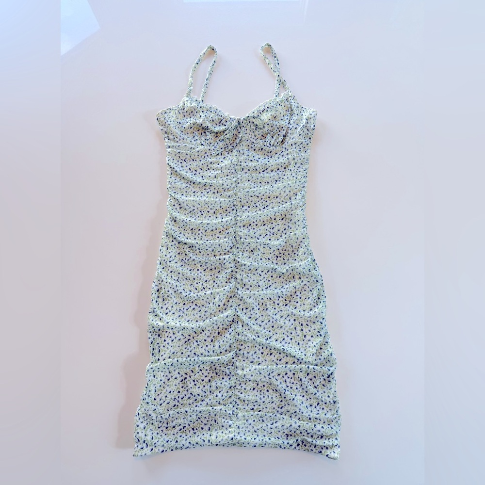 Divided by H&M Fitted Dress White w/Tiny Blue Flowers SZ XS